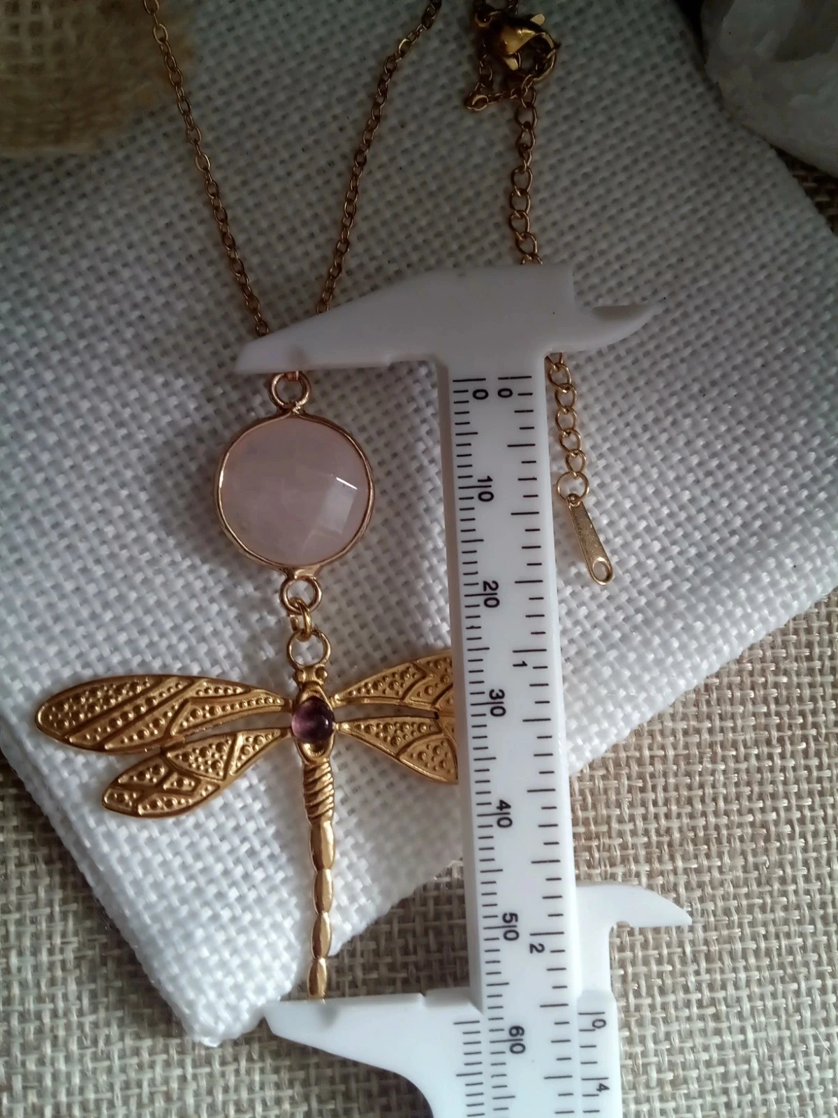 Collier bohème libellule et pierres semi précieuses – photo 2